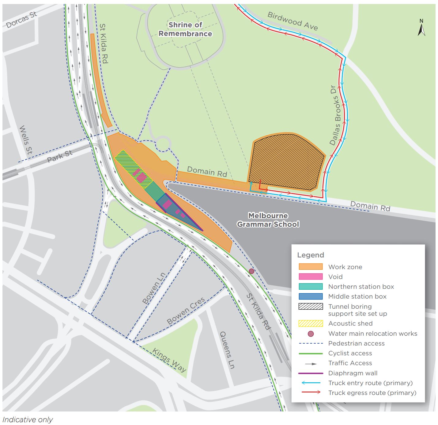 St Kilda Road & Domain Road, Domain Precinct Current and planned